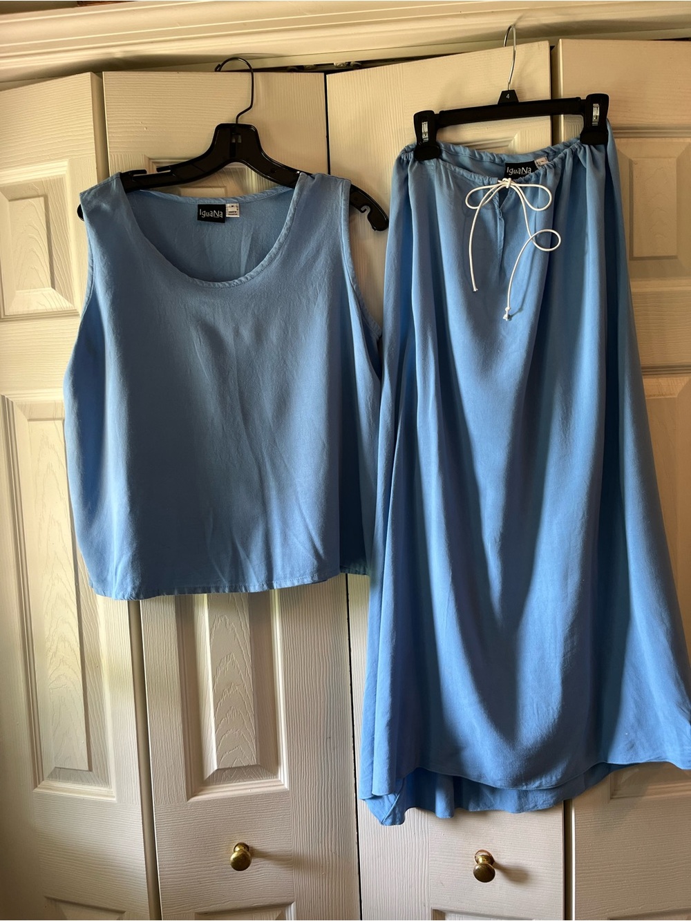 Iguana Light Blue Sleeveless Top and Maxi Skirt Set